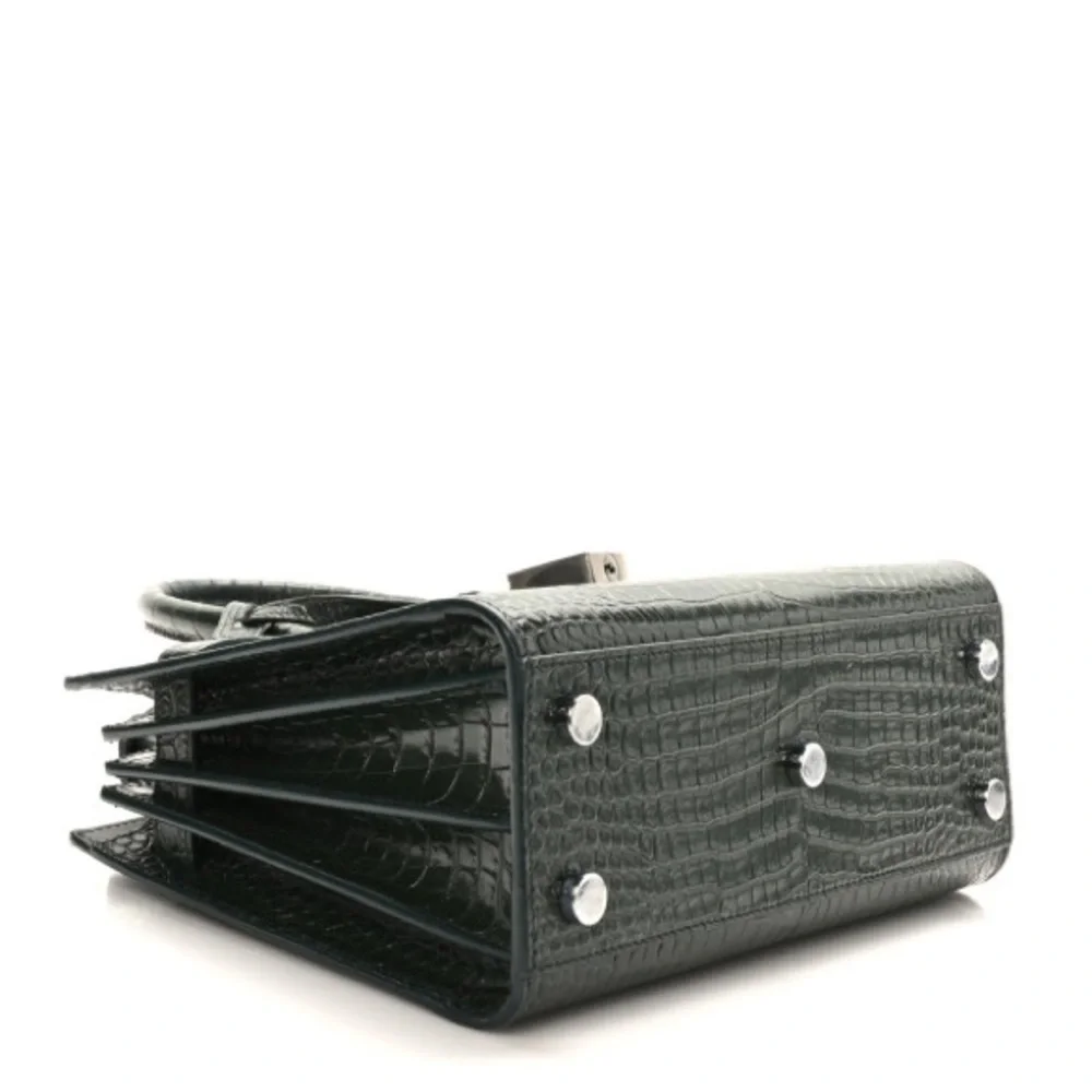 SAINT LAURENT Calfskin Crocodile Embossed Nano Sac De Jour Dark Green - Picture 7 of 10